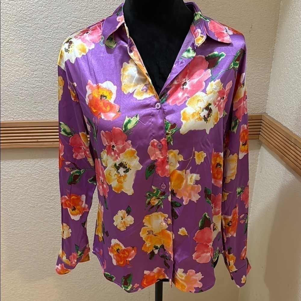 NWT Blashe Floral Purple Women's Top